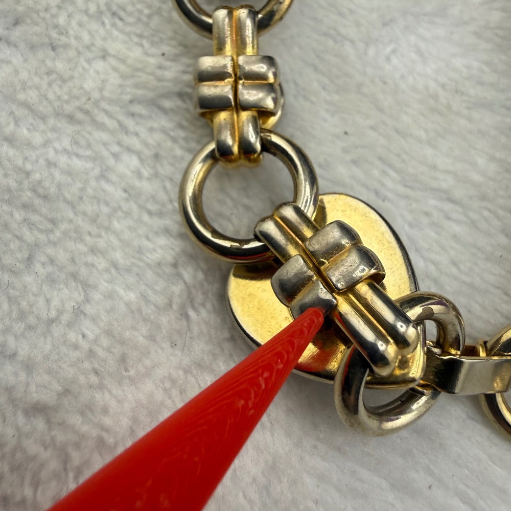 Vintage Heart Link Bracelet Gold Red Green 7.5in - Picture 2 of 9